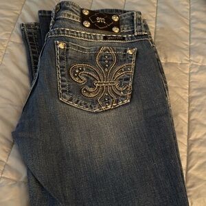 Miss Me Blue Boot Cut Jeans with Embellished Pocket